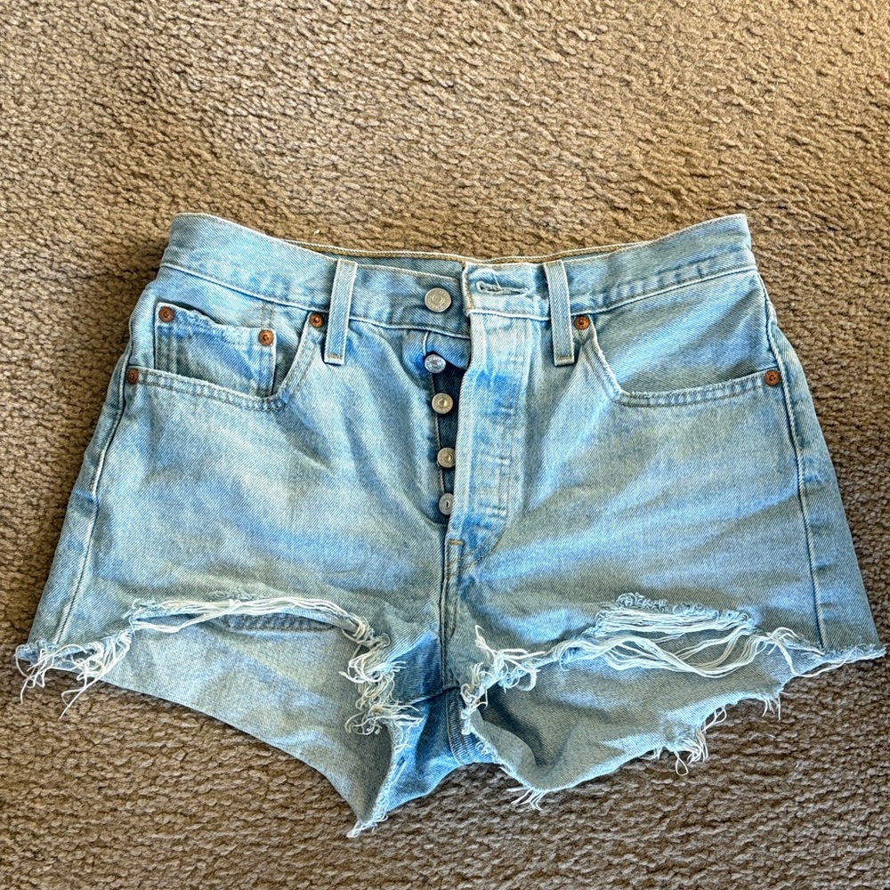 Levi's Light Blue Distressed Jean Shorts